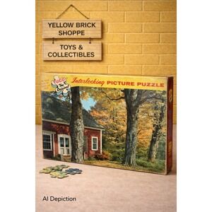 Vintage TUCO Interlocking Picture Puzzle Cottage in Vermont USA‎